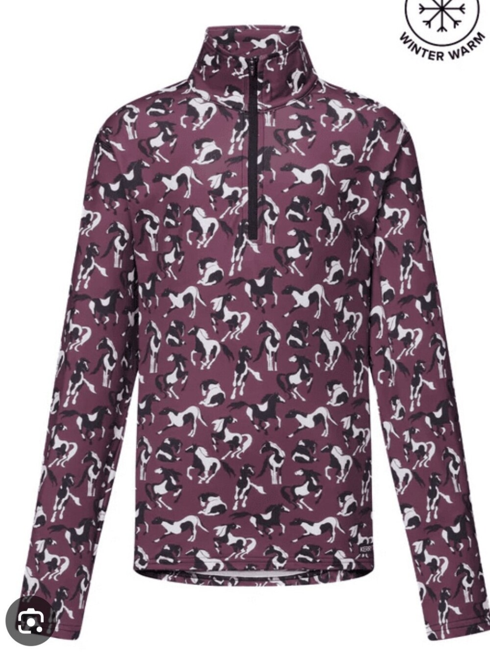 Karrots Kids On Course Quarter Zip Fleece Tech Top Girls Small Horse Print